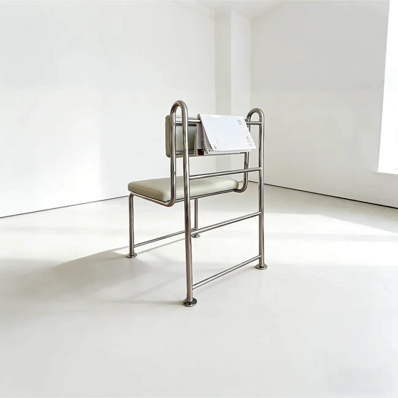 Contemporary Low Back Faux Leather Metal Dining Chairs Image - 7 | homeyfad