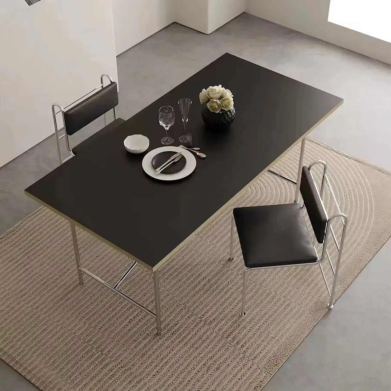 Contemporary Low Back Faux Leather Metal Dining Chairs Image - 3 | homeyfad