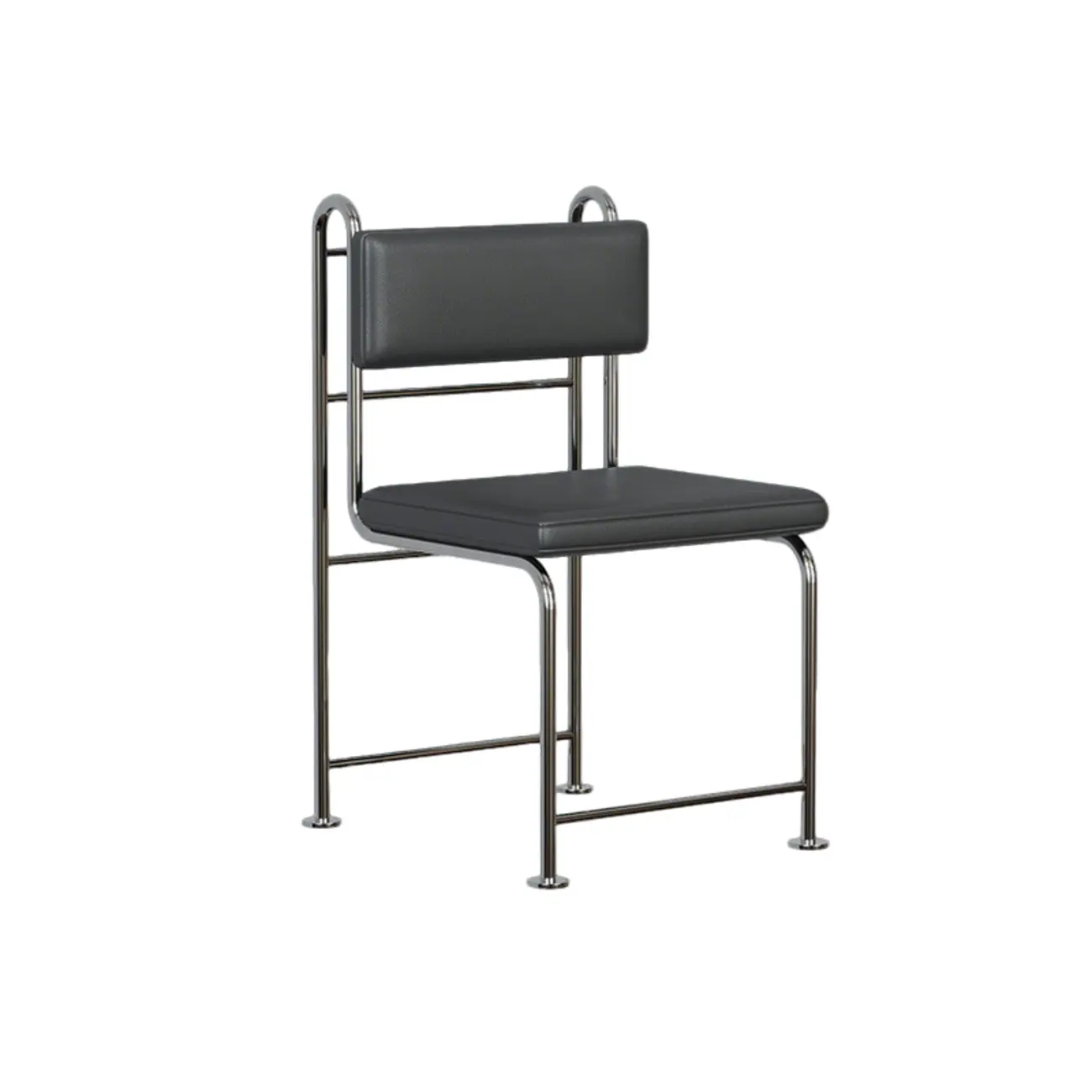 Contemporary Low Back Faux Leather Metal Dining Chairs Image - 8 | homeyfad