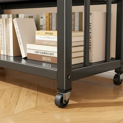 Contemporary Industrial Black Metal 5-Tier Rolling Bookcase Image - 4