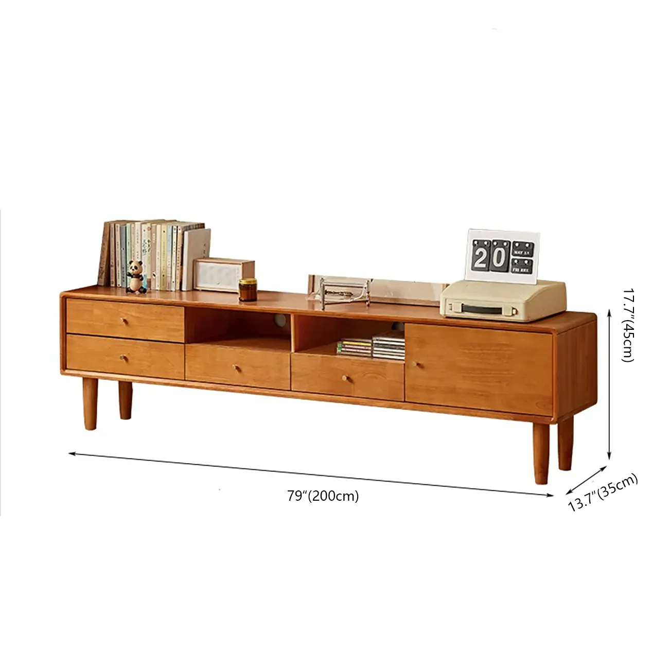 Modern Solid Wood TV Stand with Drawers Image - 13 | homeyfad