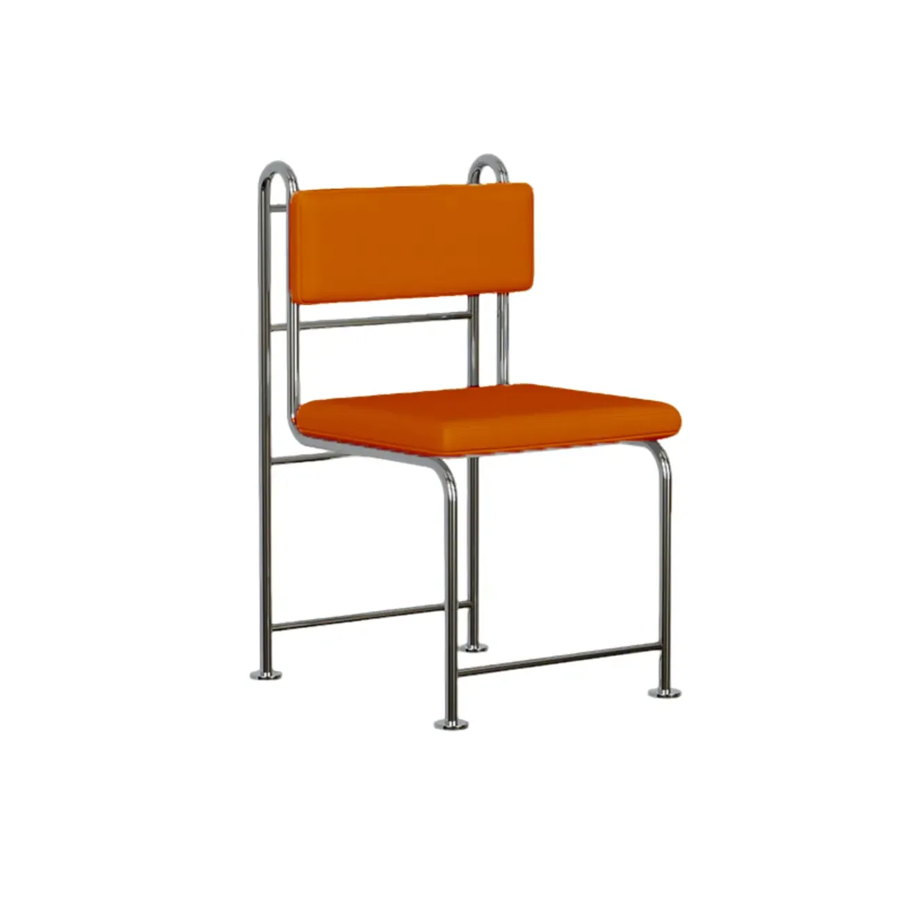 Contemporary Low Back Faux Leather Metal Dining Chairs Image - 10