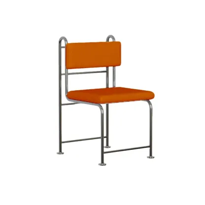 Contemporary Low Back Faux Leather Metal Dining Chairs Image - 10