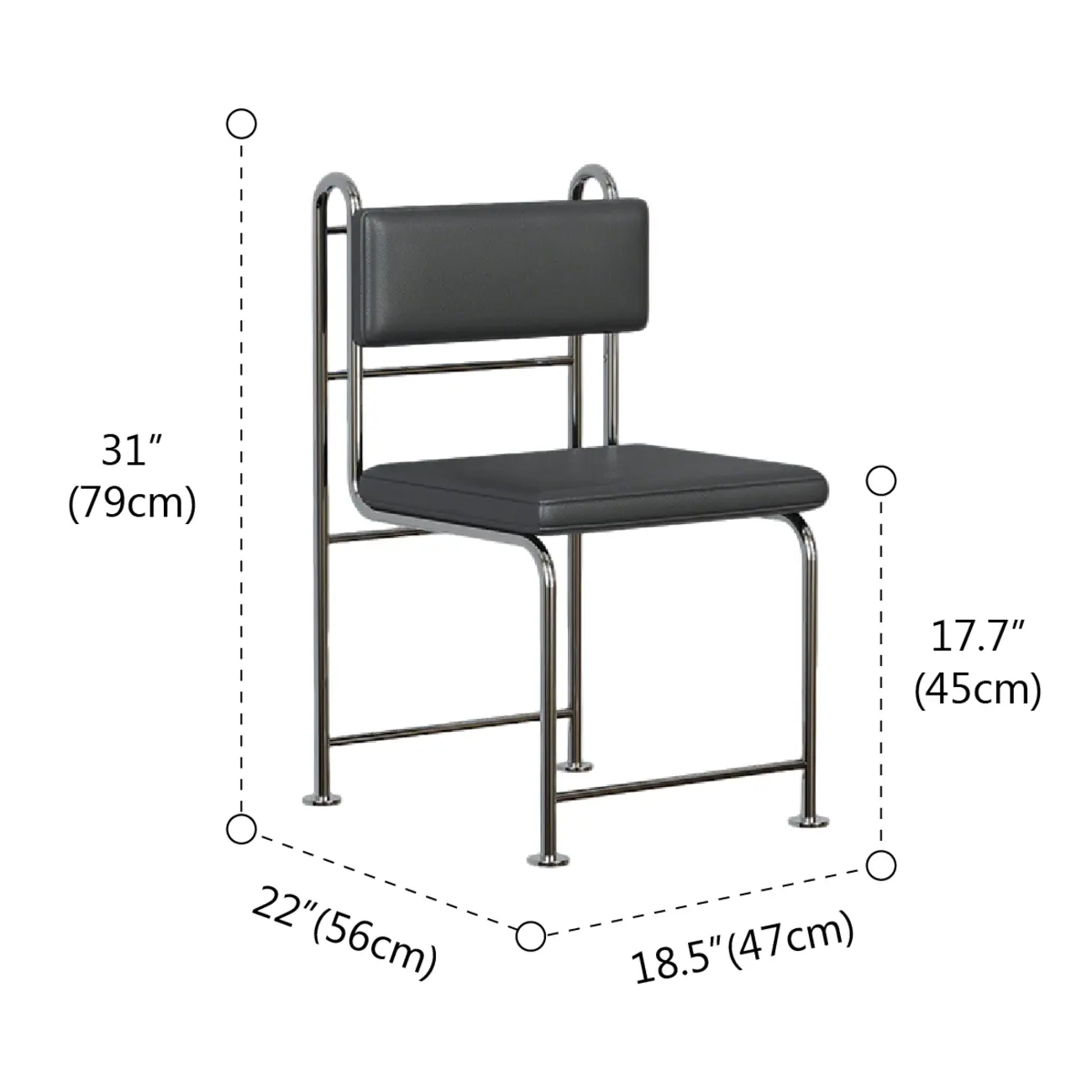 Contemporary Low Back Faux Leather Metal Dining Chairs Image - 11 | homeyfad