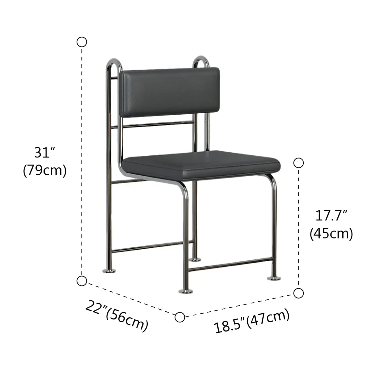 Contemporary Low Back Faux Leather Metal Dining Chairs Image - 11