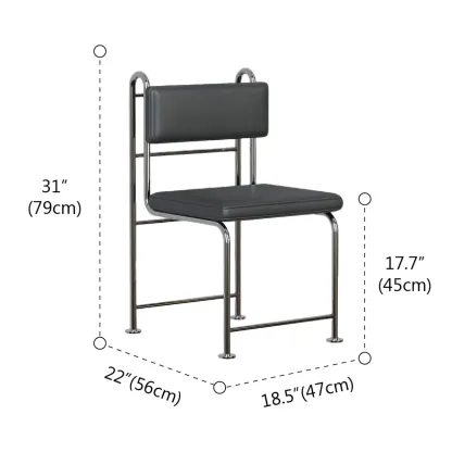 Contemporary Low Back Faux Leather Metal Dining Chairs Image - 11