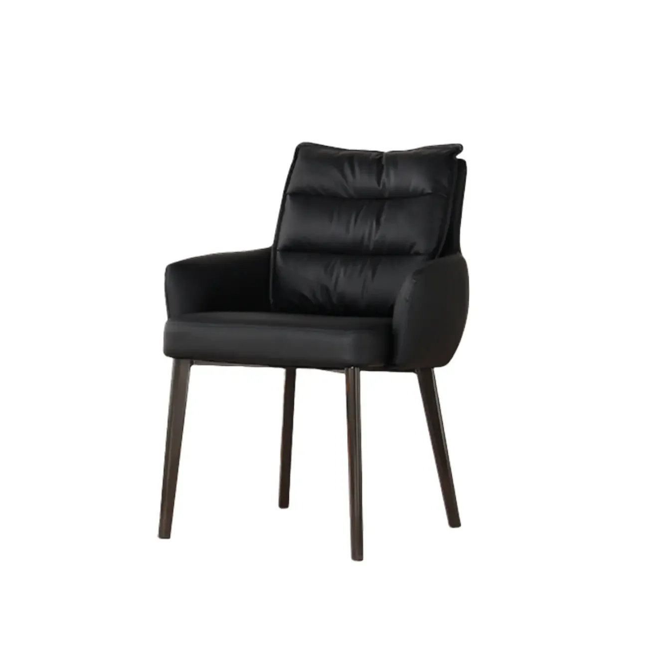 Mid-Century Modern Upholstered Leather Arm Dining Chairs Image - 7