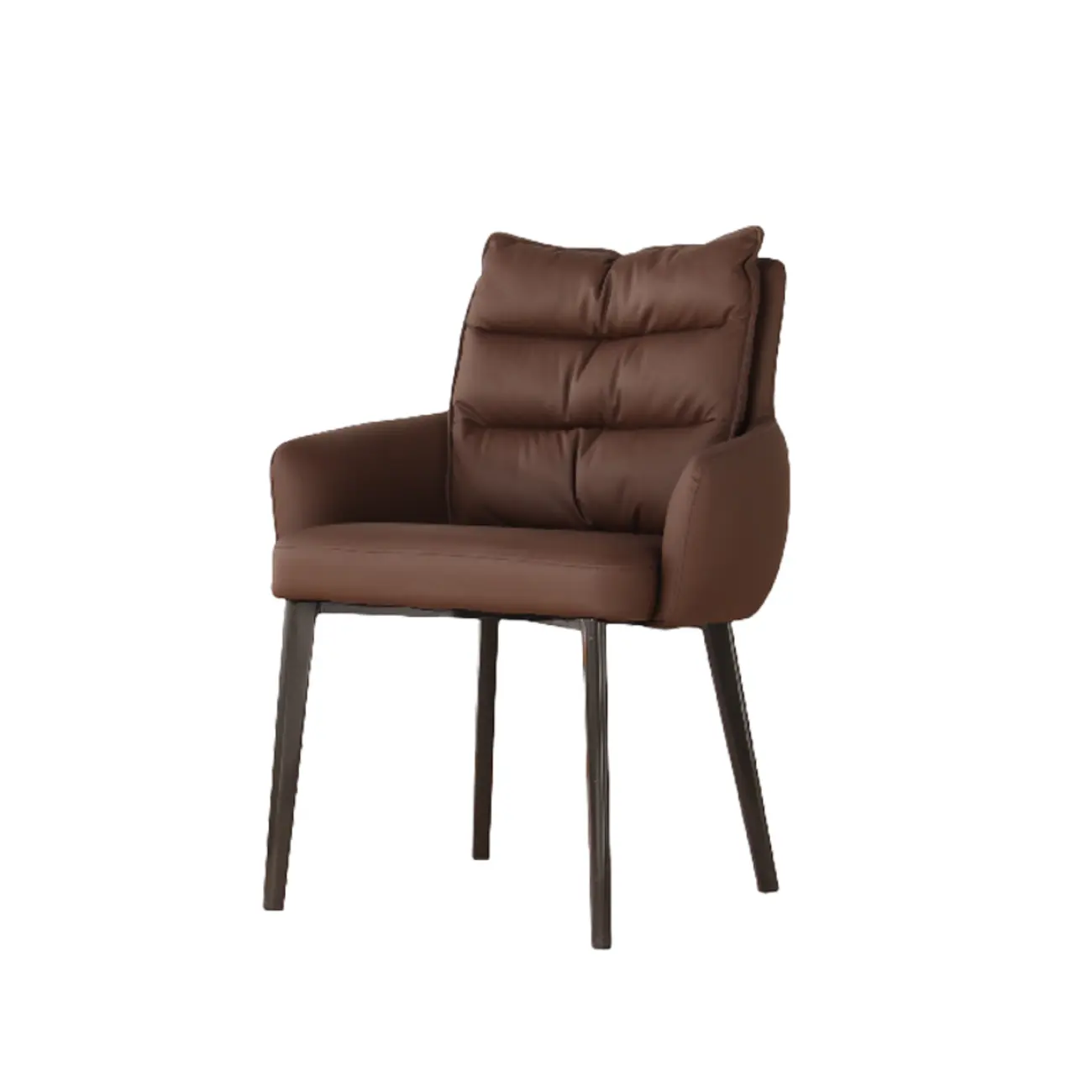 Mid-Century Modern Upholstered Leather Arm Dining Chairs Image - 8 | homeyfad