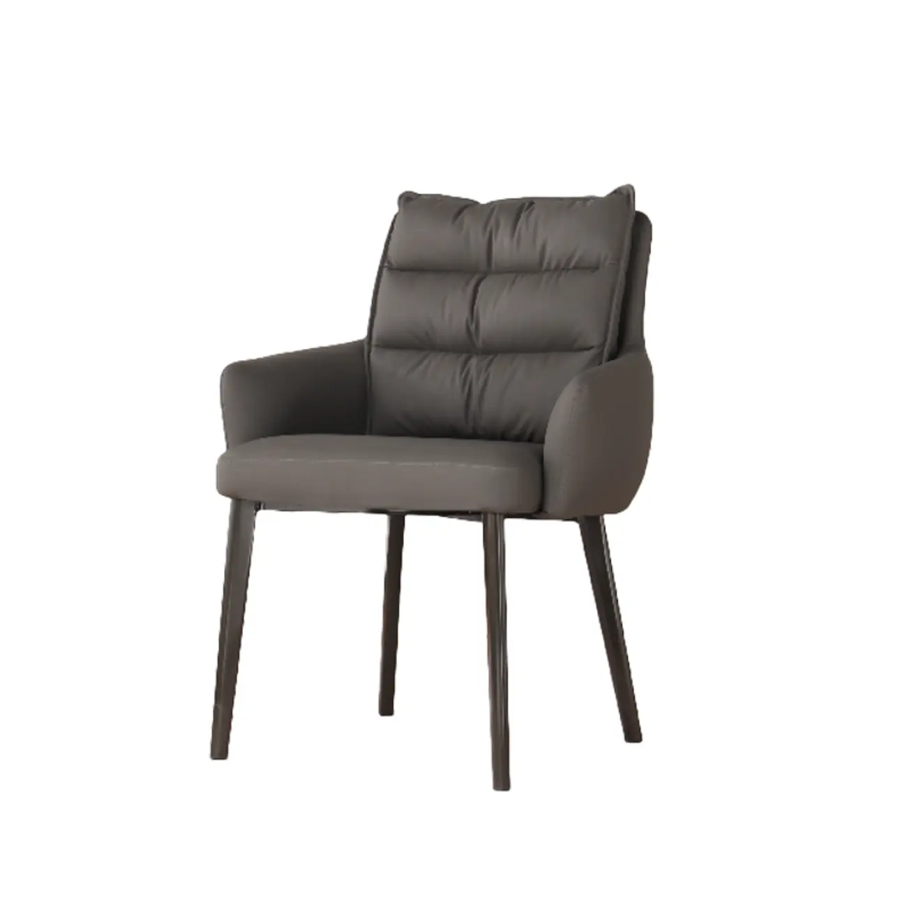 Mid-Century Modern Upholstered Leather Arm Dining Chairs Image - 9 | homeyfad