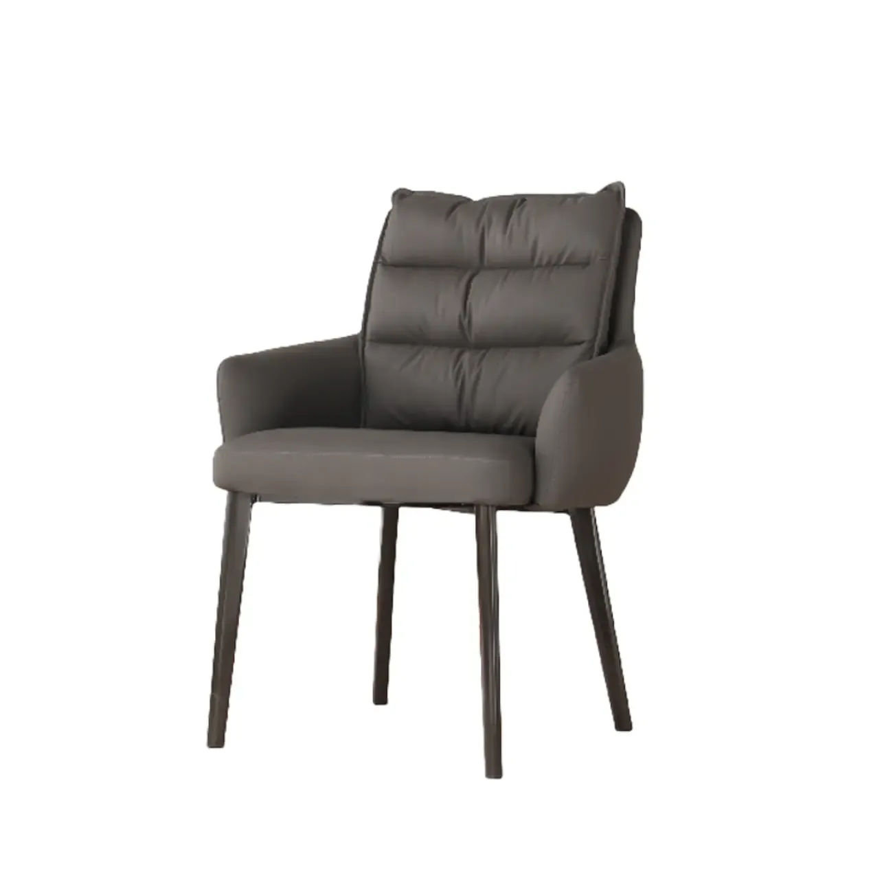 Mid-Century Modern Upholstered Leather Arm Dining Chairs Image - 9