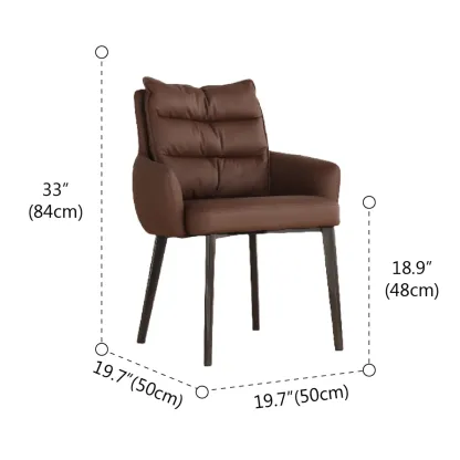 Mid-Century Modern Upholstered Leather Arm Dining Chairs Image - 10