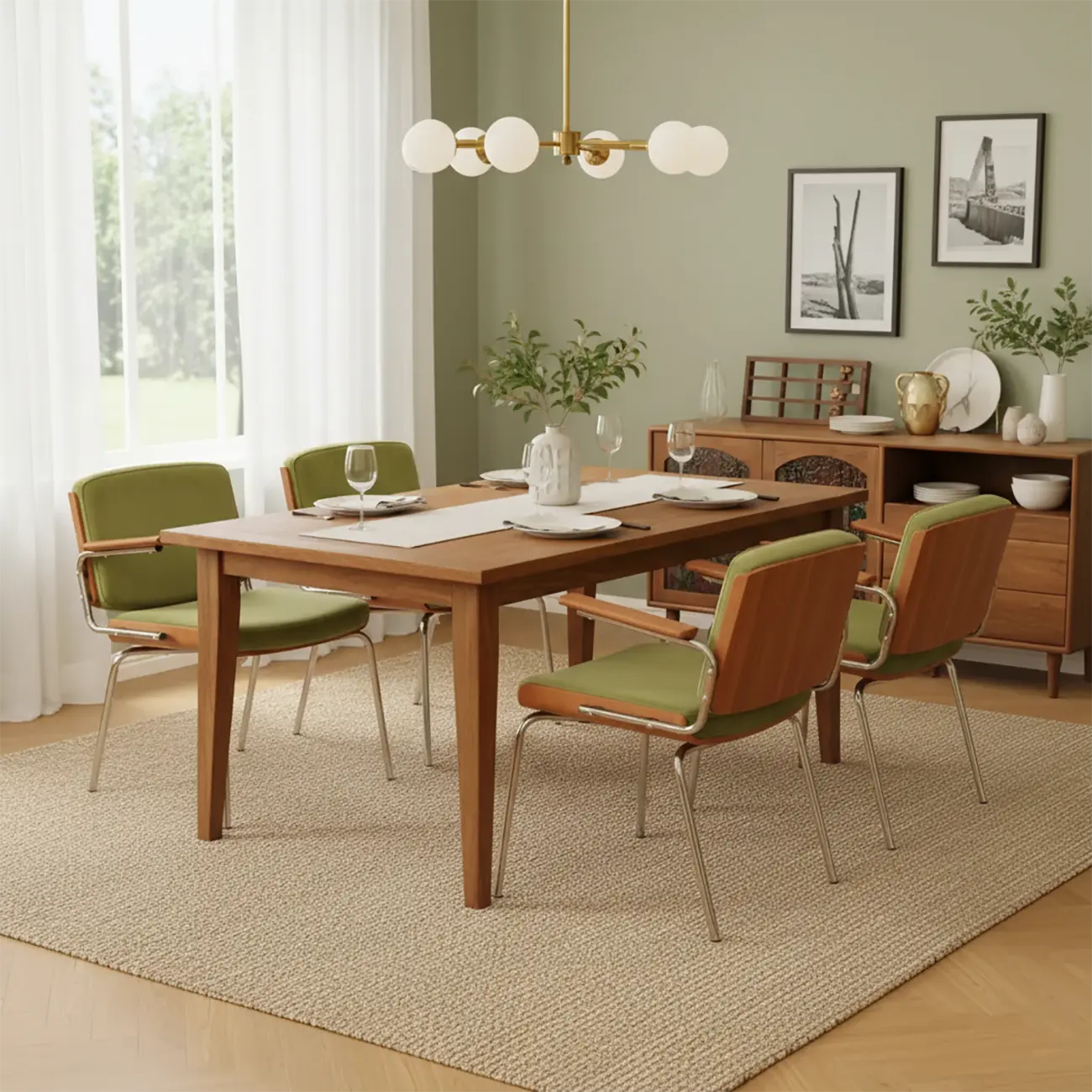 Mid-century Modern Upholstered Arm Dining Chair Low Back Image - 3 | homeyfad