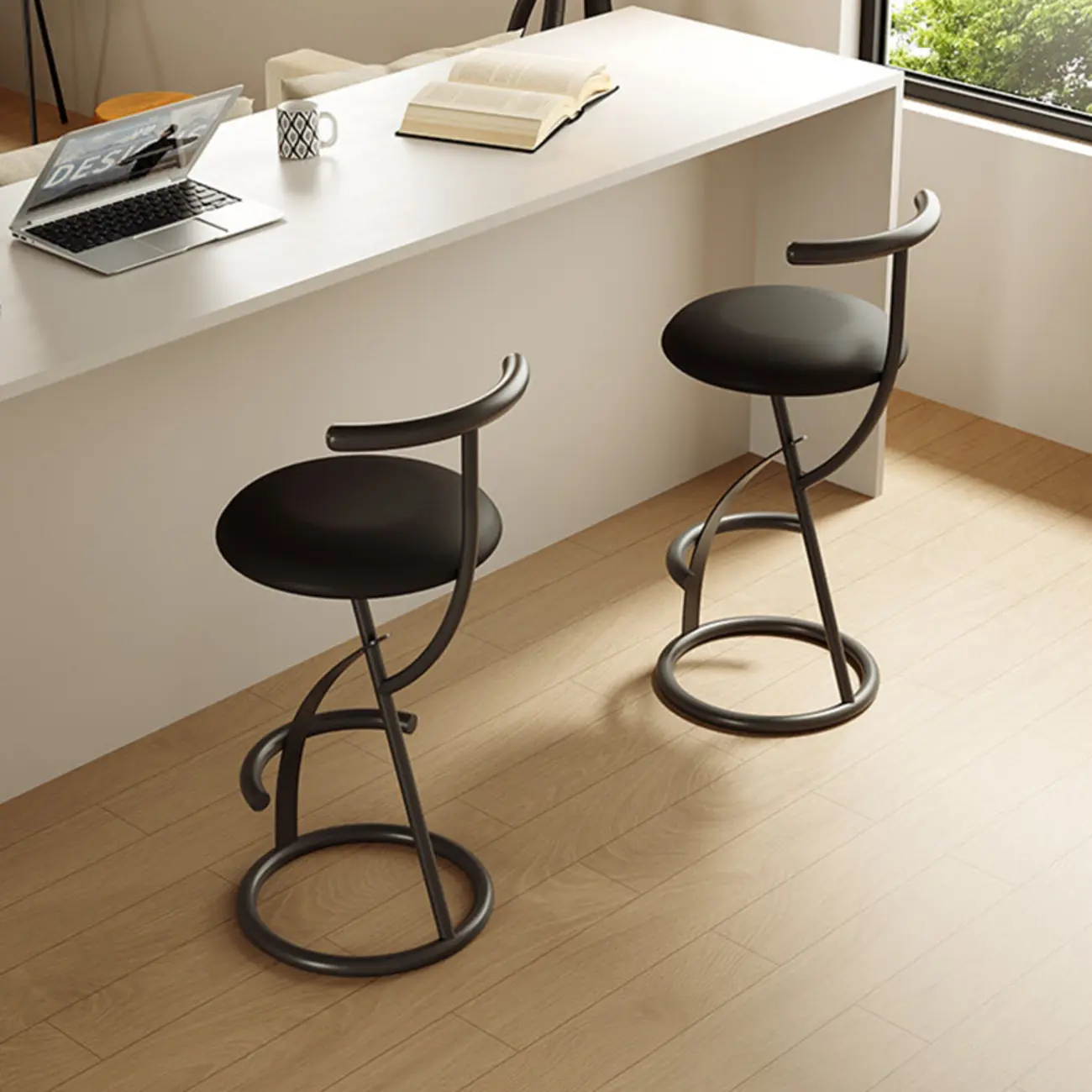 Glam Modern Metal Frame Armless Round Counter Stools Image - 17 | homeyfad