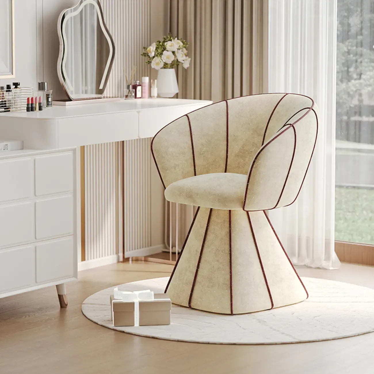 Glam Modern Small Sherpa Low Back Accent Chair with Arms Image - 2