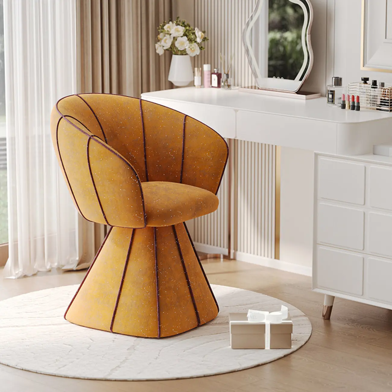 Glam Modern Small Sherpa Low Back Accent Chair with Arms Image - 4 | homeyfad