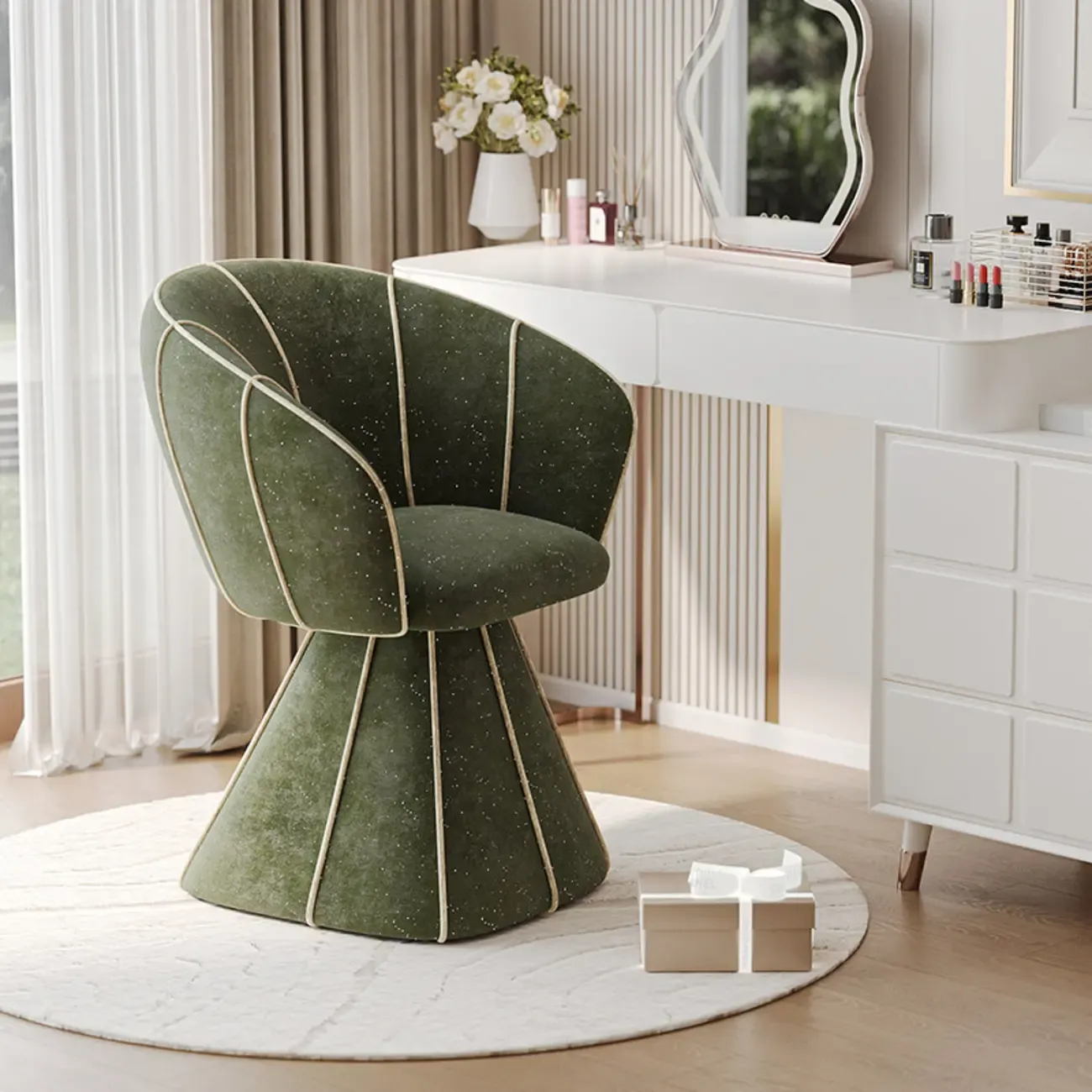 Glam Modern Small Sherpa Low Back Accent Chair with Arms Image - 5