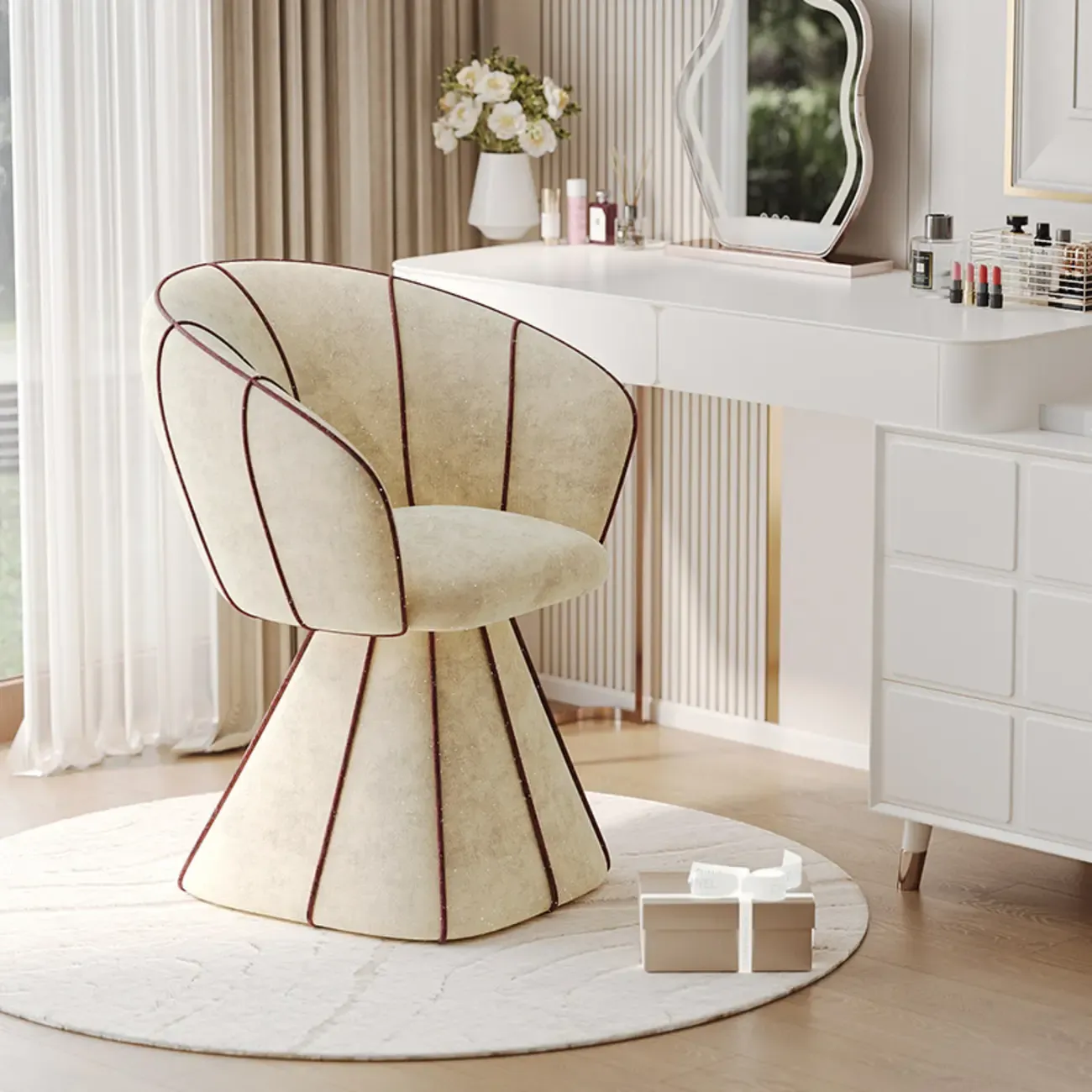 Glam Modern Small Sherpa Low Back Accent Chair with Arms Image - 6