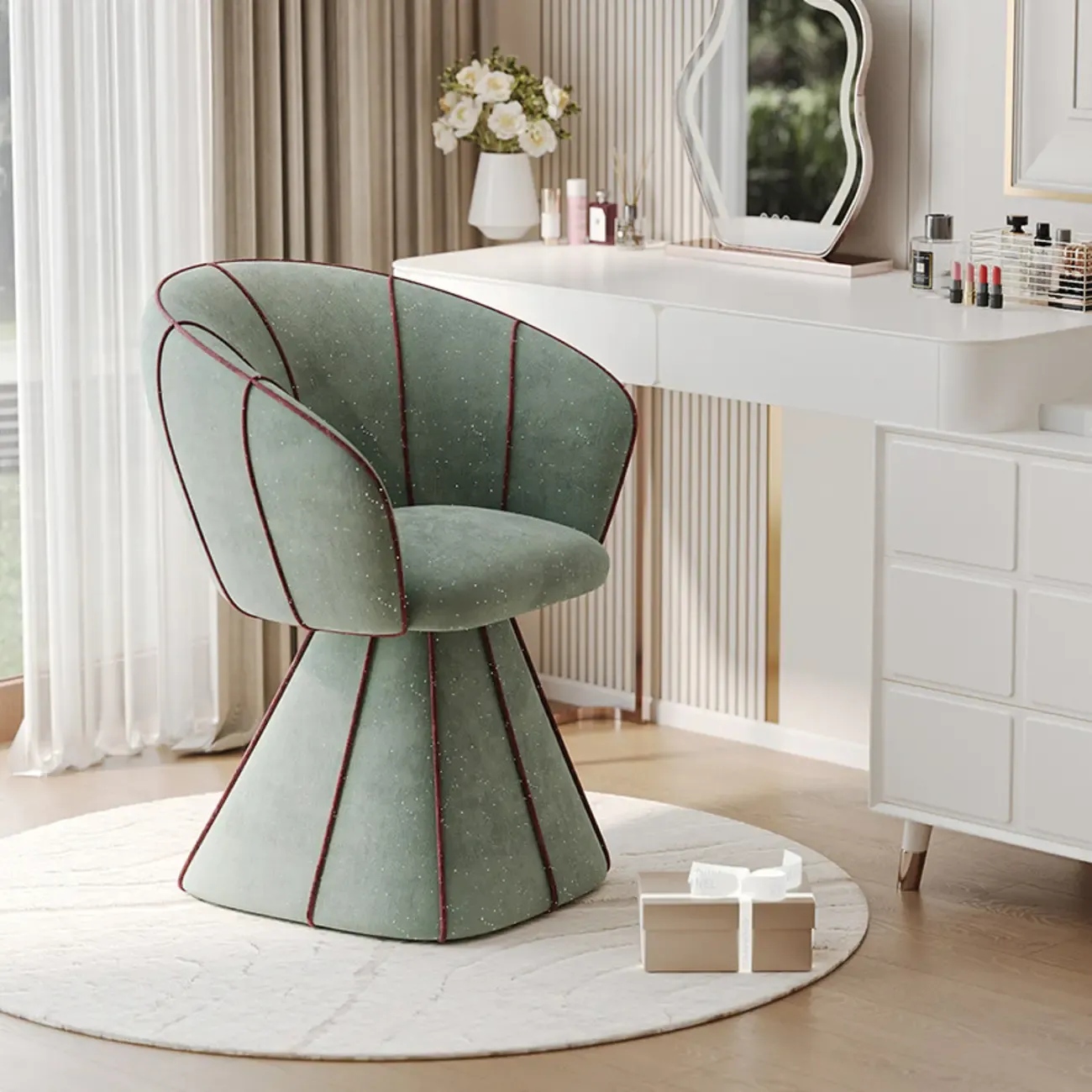 Glam Modern Small Sherpa Low Back Accent Chair with Arms Image - 11