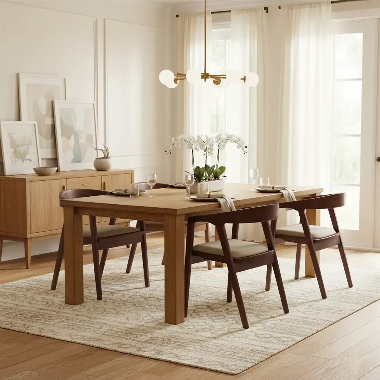 Dark Brown Armless Curved Back Upholstered Wood Dining Chair Image - 3