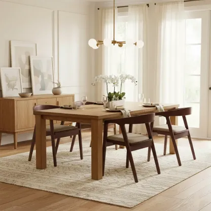 Dark Brown Armless Curved Back Upholstered Wood Dining Chair Image - 3