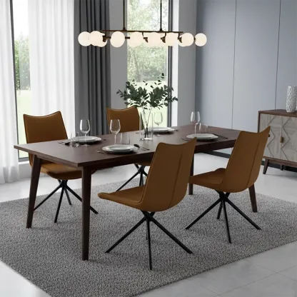 Swivel Industrial Faux Leather Arm Dining Chairs Open Back Image - 4