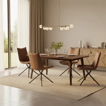 Swivel Industrial Faux Leather Arm Dining Chairs Open Back Image - 2