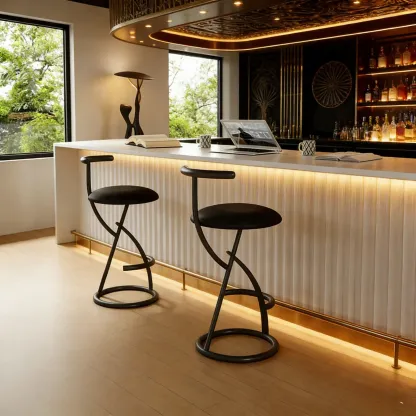 Glam Modern Metal Frame Armless Round Counter Stools Image - 4