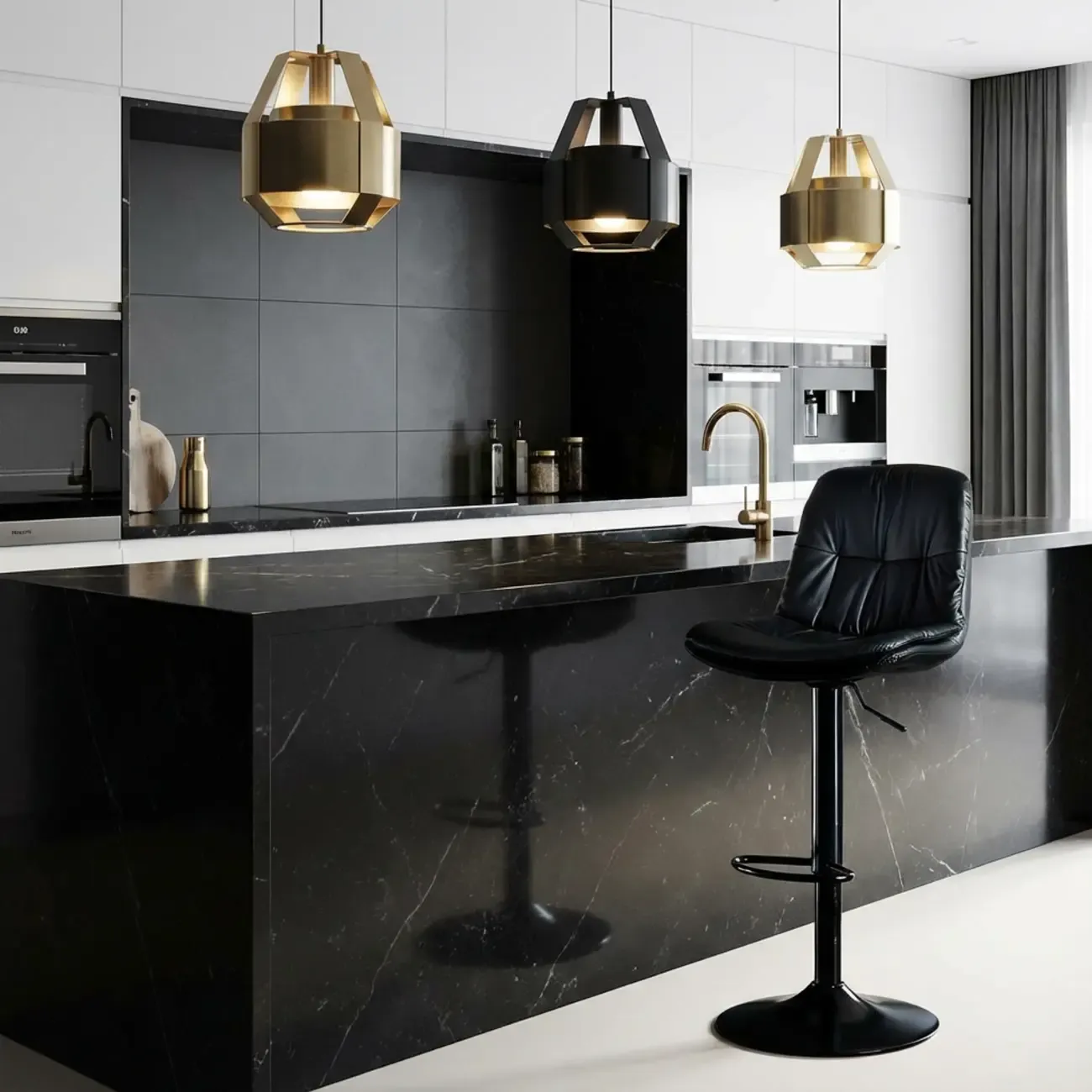 Adjustable Leather Low Back Swivel Bar Stool Image - 3