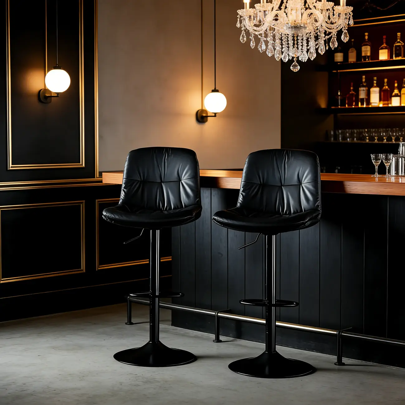 Adjustable Leather Low Back Swivel Bar Stool Image - 4 | homeyfad