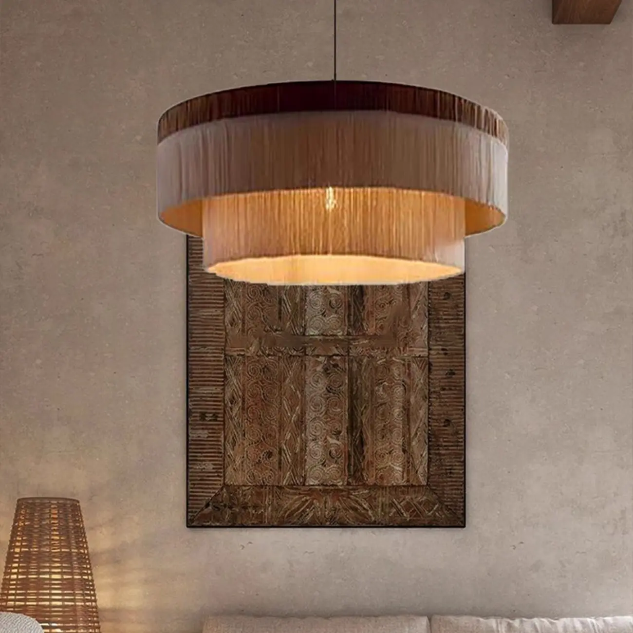 Geometric Wabi-sabi Tassel Pastoral Pendant Chandelier Image - 2 | homeyfad