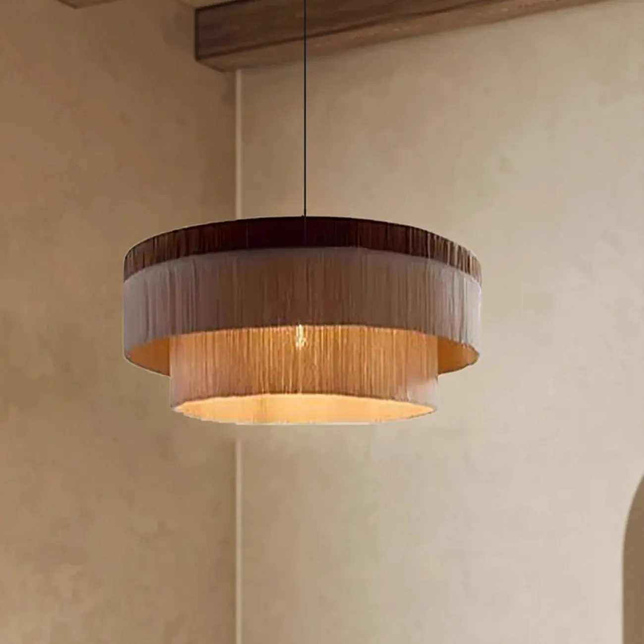 Geometric Wabi-sabi Tassel Pastoral Pendant Chandelier Image - 5