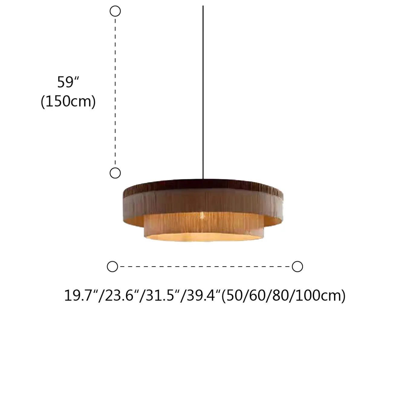 Geometric Wabi-sabi Tassel Pastoral Pendant Chandelier #size | homeyfad