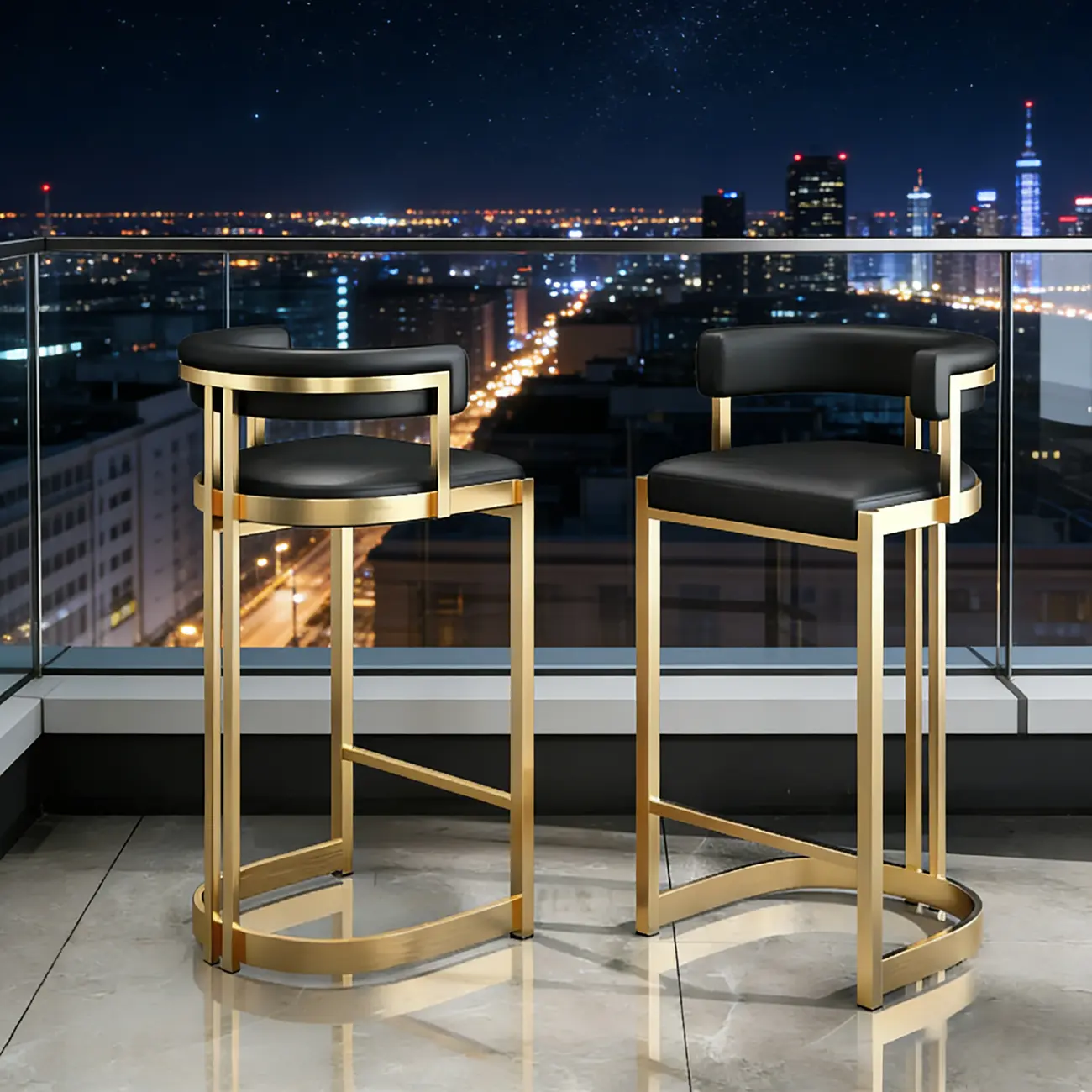 Lavish Metal Cushioned Gold Sled Bar Stool Image - 6 | homeyfad
