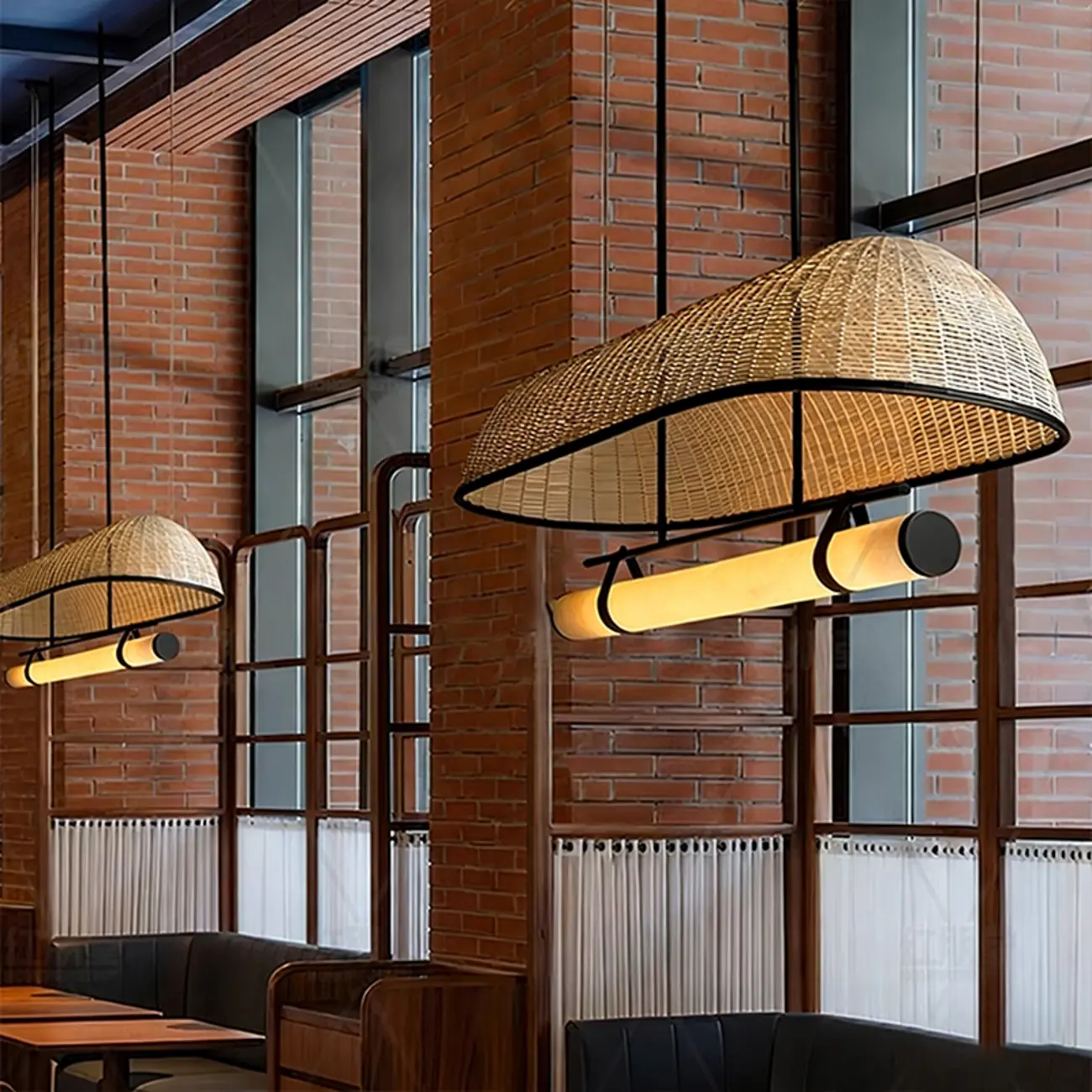 Geometric Wabi-Sabi Modern Rattan Island Chandelier Image - 5 | homeyfad