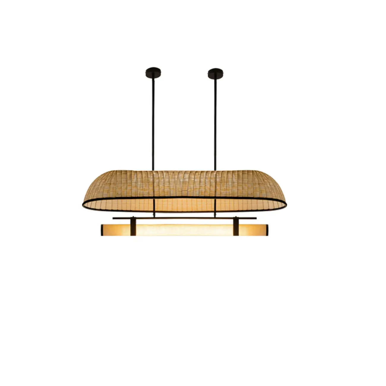 Geometric Wabi-Sabi Modern Rattan Island Chandelier Image - 6 | homeyfad