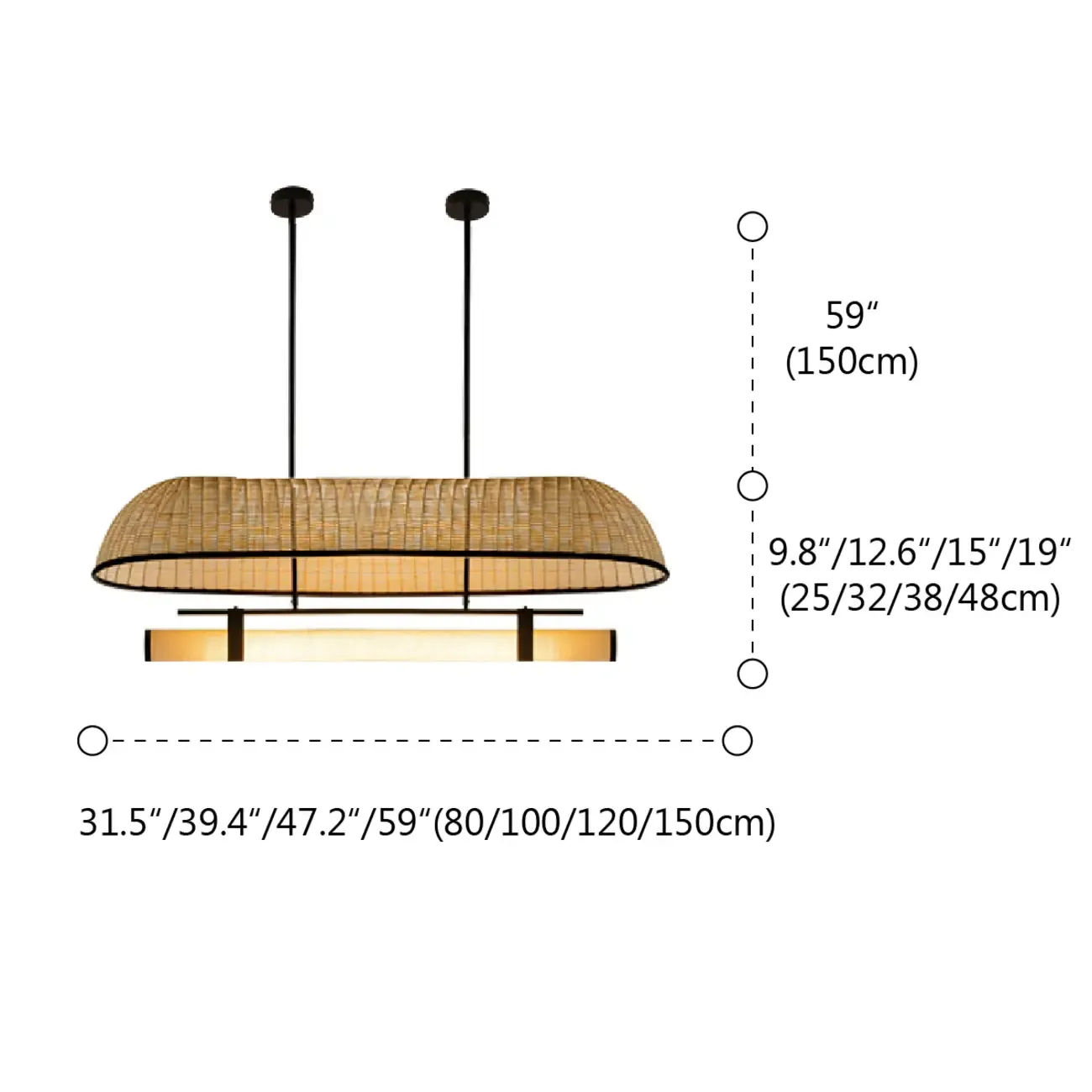 Geometric Wabi-Sabi Modern Rattan Island Chandelier Image - 7