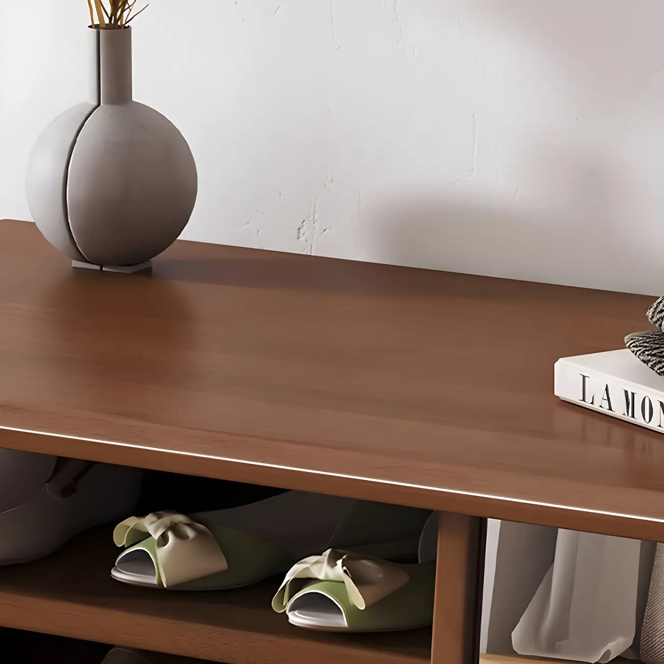 Entryway Wood Shoe Storage Bench with Mirror Image - 10 | homeyfad