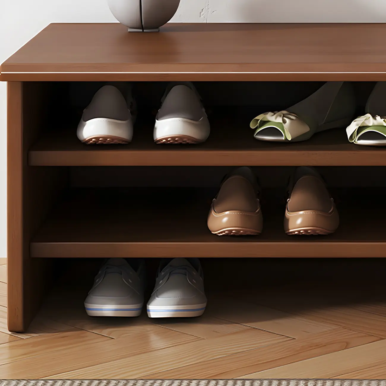 Entryway Wood Shoe Storage Bench with Mirror Image - 13 | homeyfad