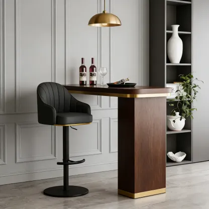 Low Back Adjustable Modern Leather Swivel Bar Stool Image - 3