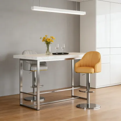 Low Back Adjustable Modern Leather Swivel Bar Stool Image - 5