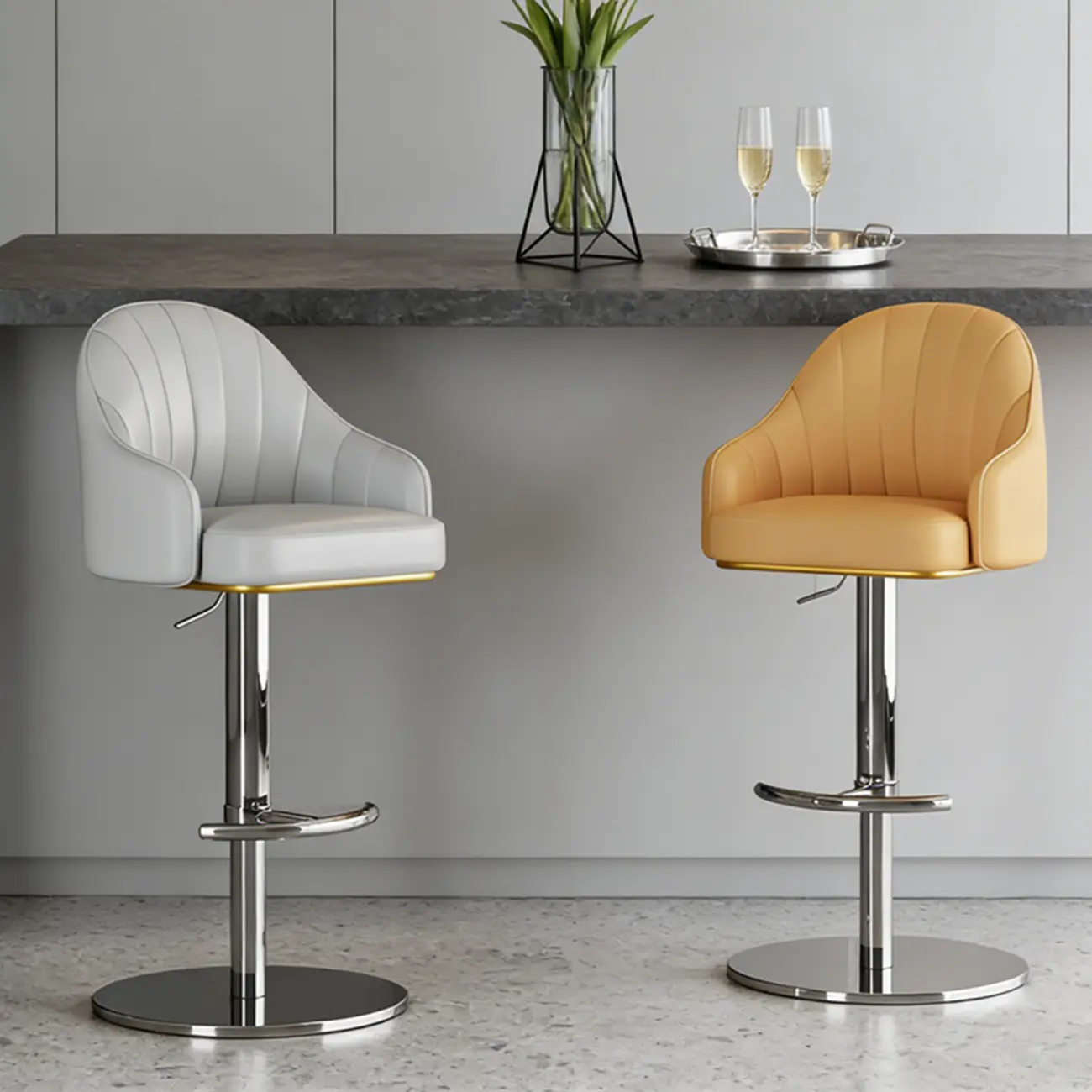 Low Back Adjustable Modern Leather Swivel Bar Stool Image - 1 | homeyfad