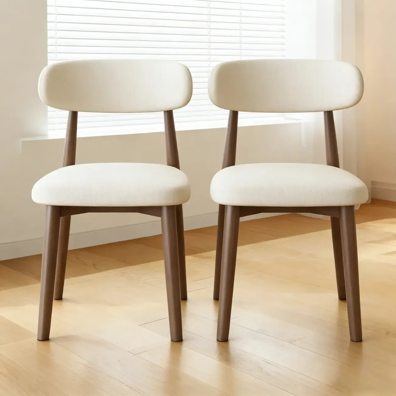 Mid-Century Modern Wooden Dining Chair Set of 2 Image - 1