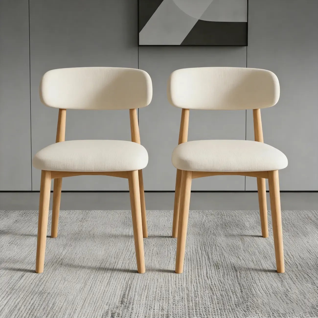 Mid-Century Modern Wooden Dining Chair Set of 2 Image - 2