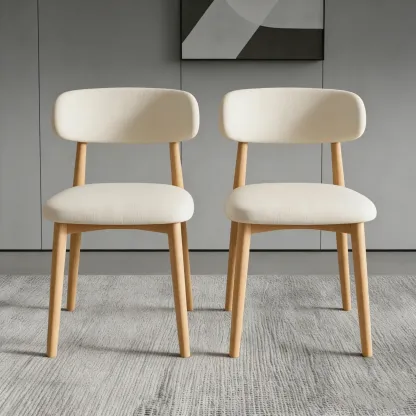 Mid-Century Modern Wooden Dining Chair Set of 2 Image - 2