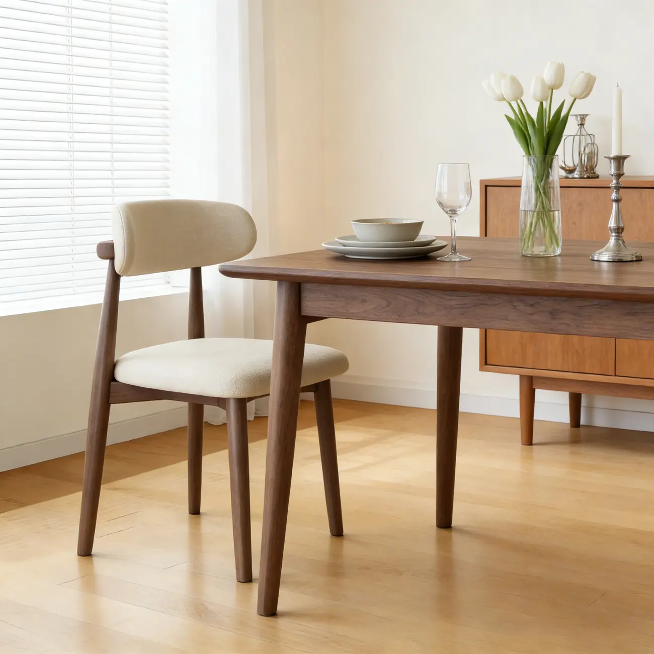 Mid-Century Modern Wooden Dining Chair Set of 2 Image - 5 | homeyfad