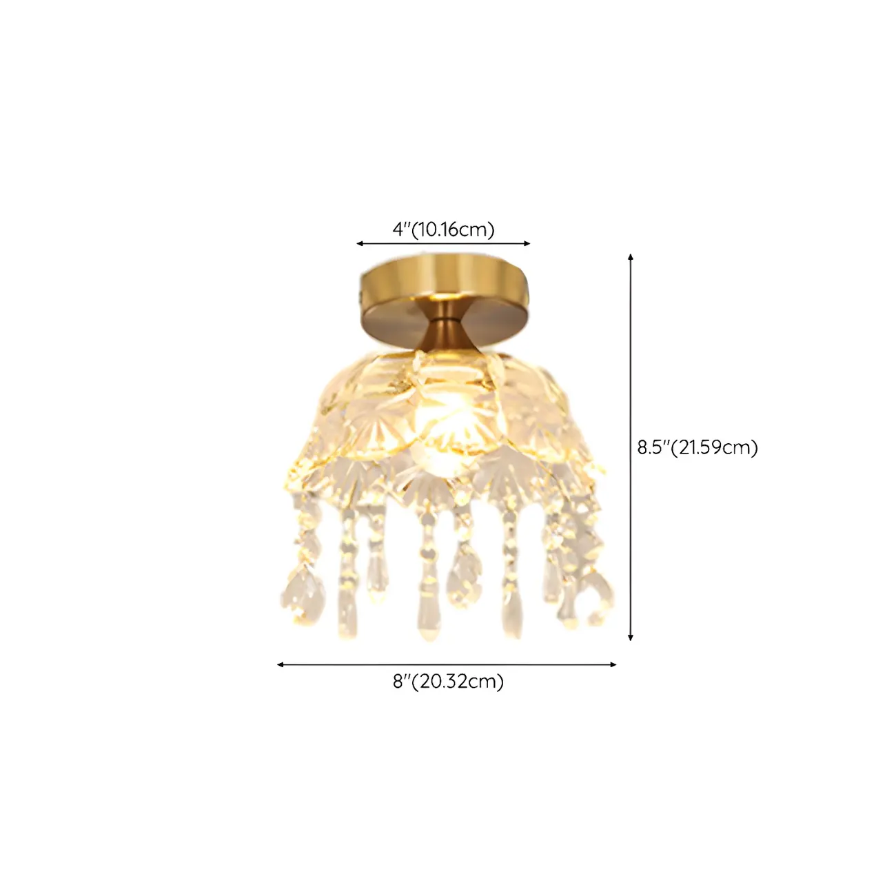 Crystal Dome Gold Semi Flush Mount Ceiling Light #size