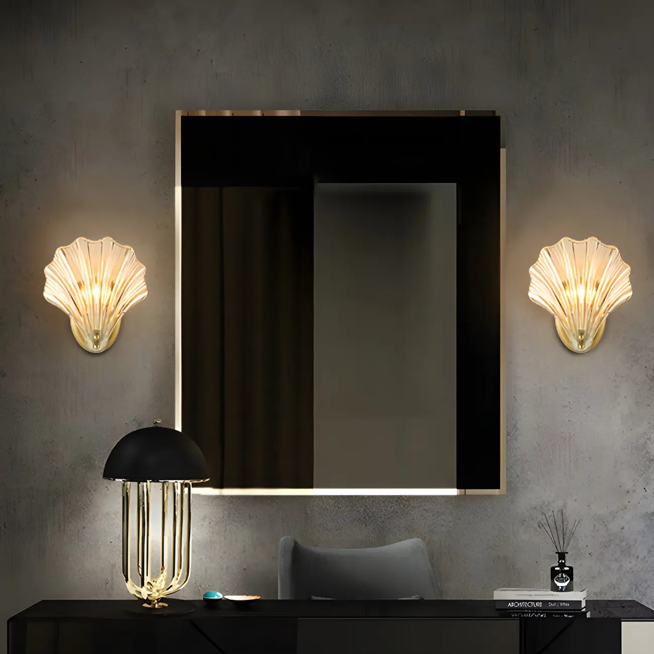 Artistic Glass Gold Shell Wall Sconce Image - 2 | homeyfad