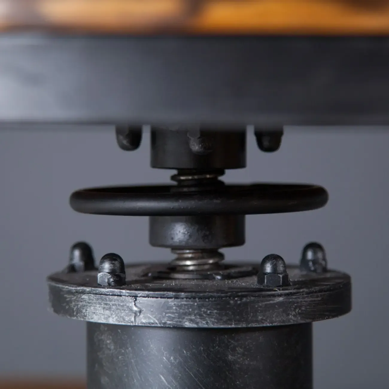 Adjustable Height Industrial Wood Metal Round Bar Table Image - 5