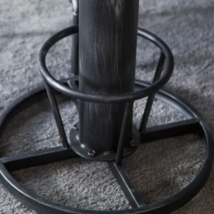 Adjustable Height Industrial Wood Metal Round Bar Table Image - 6