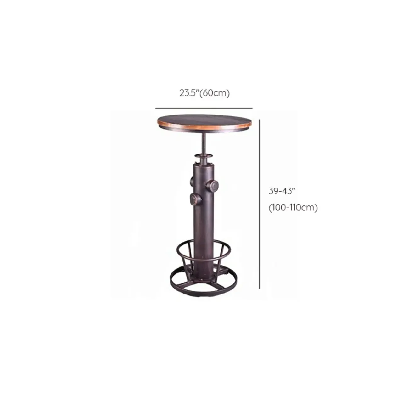 Adjustable Height Industrial Wood Metal Round Bar Table Image - 10
